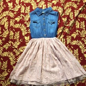 Knit Works Denim and lace Sleeveless Dress
